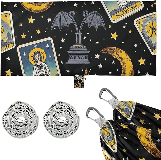Gothic Mystic Tarot Horoscope 330lb Capacity Outdoor Hammocks with Hanging Rope Indoor Hammock for Outside Patio Backyard Poolside hamacas para Deck