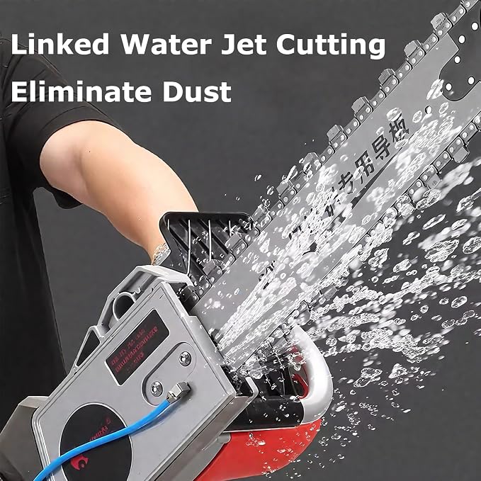 Electric Concrete Chainsaw Wall Cutter Machine 5800W 6500W Handheld Concrete Chain Saw with 2 Diamond Concrete Saw Chain and Water Supply and Dust Suppression (14" Cutting Depth)