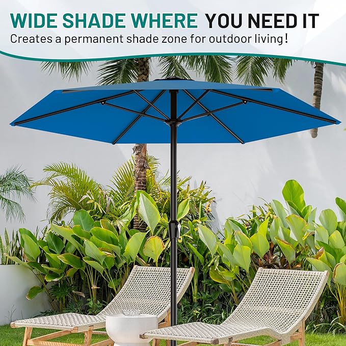 AreShark 11 FT Patio Umbrella for Outdoor, Outdoor Table Umbrella with Push Button Tilt and Crank, Outdoor Patio Umbrellas with 6 Sturdy Ribs, Patio Umbrellas for Market, Garden, Pool (Royal Blue)