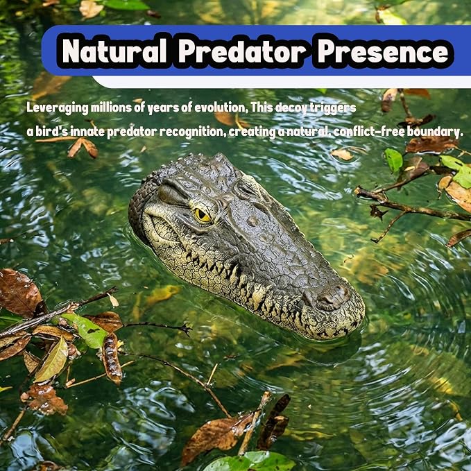 Floating Alligator Head, Fake Gator Head for Pool Outdoor Pond Accessories Float Crocodile Head Decoy for Koi Pond Pool Garden Decoration 13in x 5.5in x 2.8in