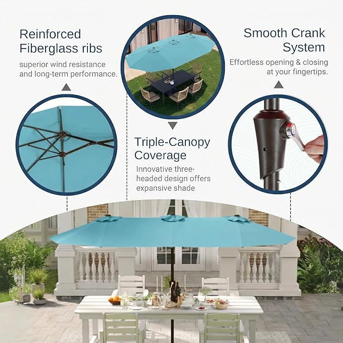 15FT Large Patio Umbrella with Base Included