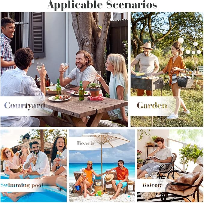 4 Piece Outdoor Patio Furniture Set, All-Weather Wicker Conversation Sets Include Coffee Table, Armchair, Loveseat, Sectional Furniture for Indoor Outdoor Backyard Pool Garden (Brown & Blue)