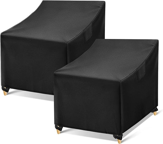 WLEAFJ Outdoor Chair Covers Waterproof, Black Lawn Patio Furniture Covers, Heavy Duty Patio Lounge Deep Seat Cover, 2 Pack - 29" W x 30" D x 36" H