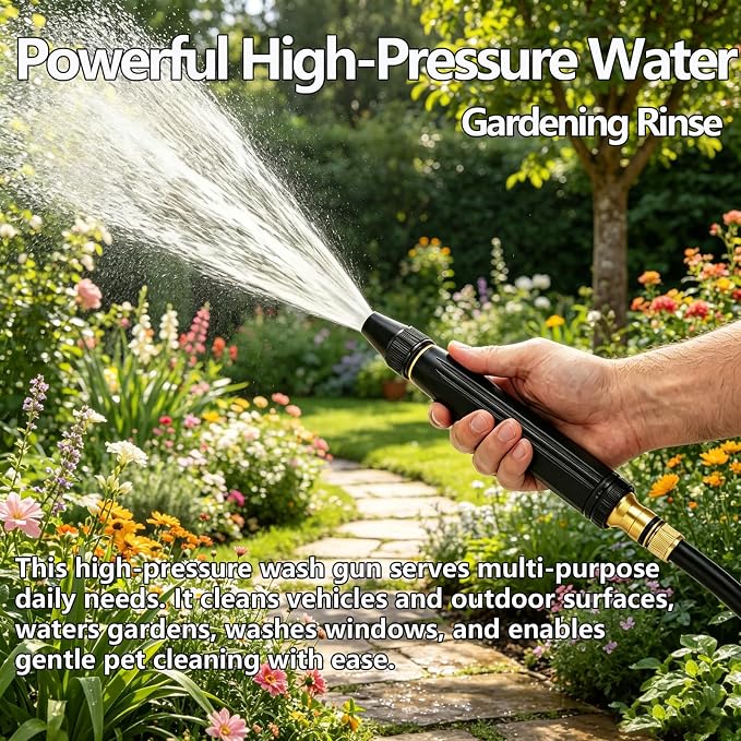 Car Washing Water Gun Set, 2026 Upgraded High Pressure Hose Nozzle, Powerful High-Pressure Water Gun for Car Cleaning, Home High Pressure Car Wash Water Gun, Plant and Vegetable Watering (1pcs)