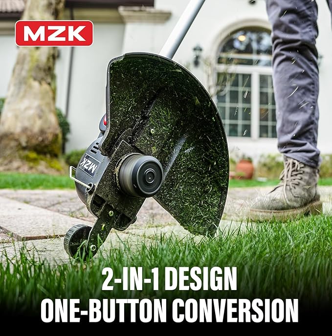 MZK 20V 12'' Cordless String Trimmer, Auto Line Feed Weed Trimmer, Lawn and Garden Edger Comes with 8 Replacement Spools, 2 * 4AH Battery and Charger Included, ST12D07Y