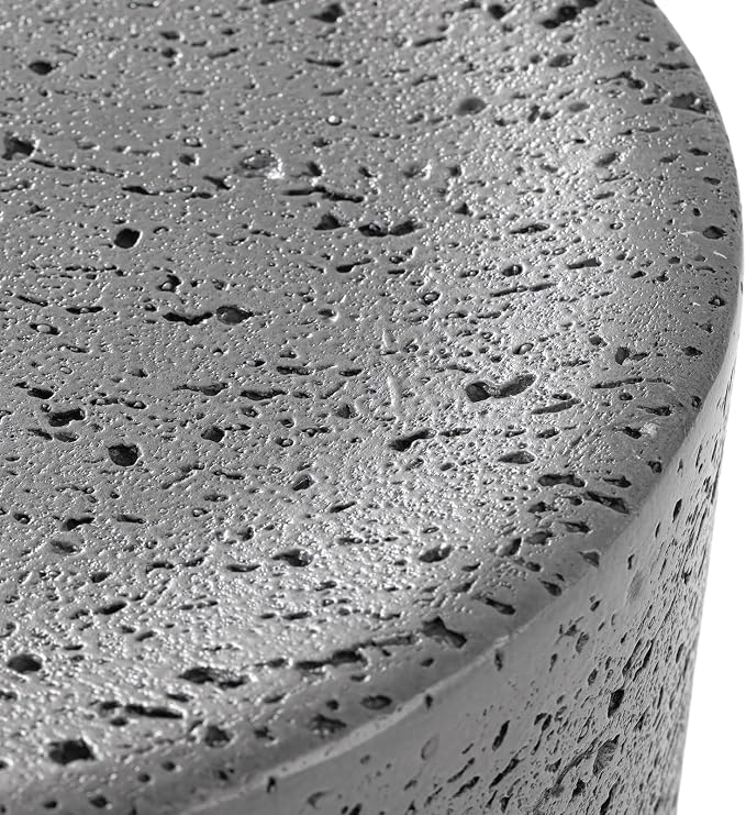 COSIEST Concrete Outdoor Side Table, Set of 2 Round End Tables, Decorative Garden Stools for Indoor Outdoor, Patio Accent Side Table w Spotted, Nesting, Dark Grey