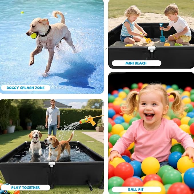 Above Ground Pool, 37.4x37.4x7.9in, Puncture Proof Triple Layer PVC Dog Bath Swimming Pool with Mesh Design, for Backyard Garden and Pets