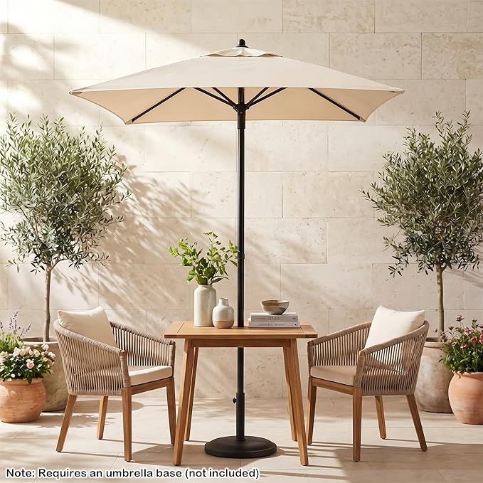 Giantex 5ft Square Patio Umbrella, Outdoor Table Umbrella with Push Bottom Tilt, 4 Sturdy Ribs, Fade Resistant & Waterproof Canopy, Market Umbrella for Deck, Pool, Backyard, Garden, Beach