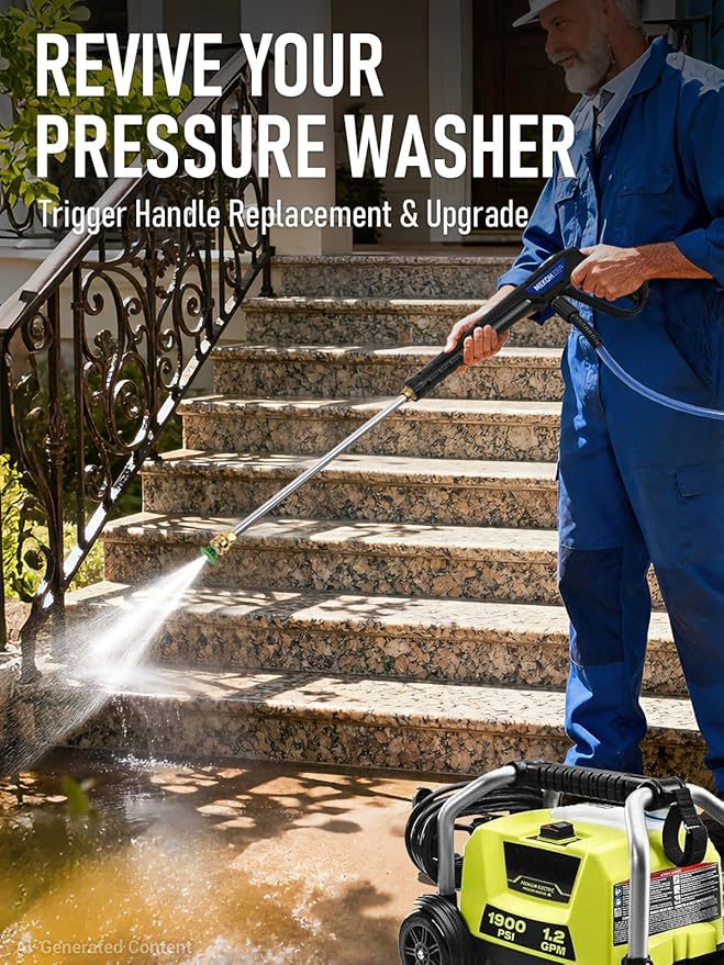 MEKOH Universal Pressure Washer Gun with Stainless Extension, Replacement Power Washer Wand fits Ryobi, Greenworks, Simpson, Dewalt, Featured M22-14 Fitting & 1/4” Quick Connect for Car Wash, 3600 PSI