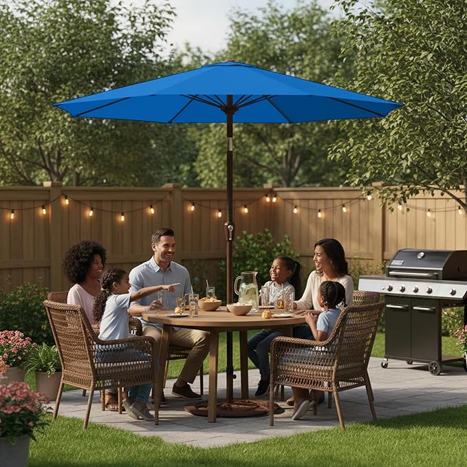11FT Patio Umbrella, Outdoor Umbrella with with 8 Sturdy Fiberglass Ribs,Market Table Umbrella with Push Button Tilt and Crank,Suit for Backyard,Garden,Pool,Deck(Royal Blue)