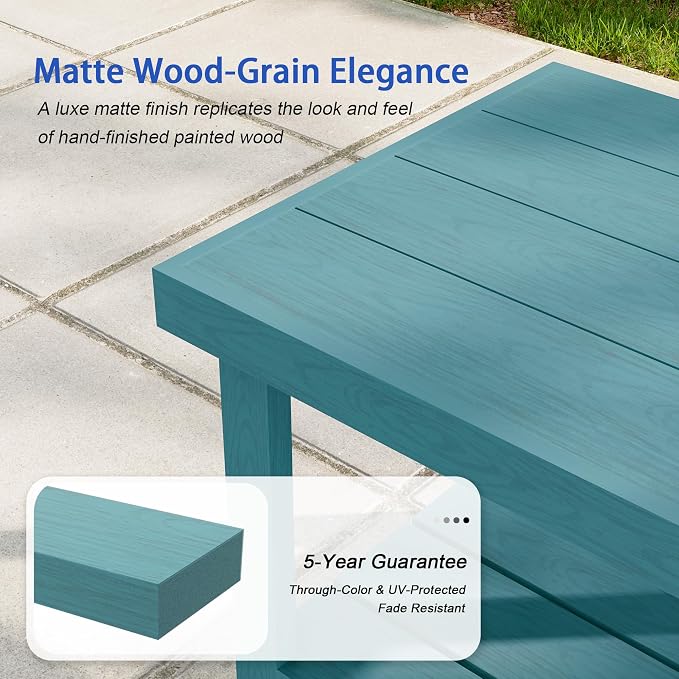 2-Tier HDPE Outdoor Square Side Table, Heavy-Duty Patio Side Table with Storage Shelf, Weather-Resistant Adirondack End Tables for Backyard, Pool, Porch, Garden, Lawn, Lake Blue