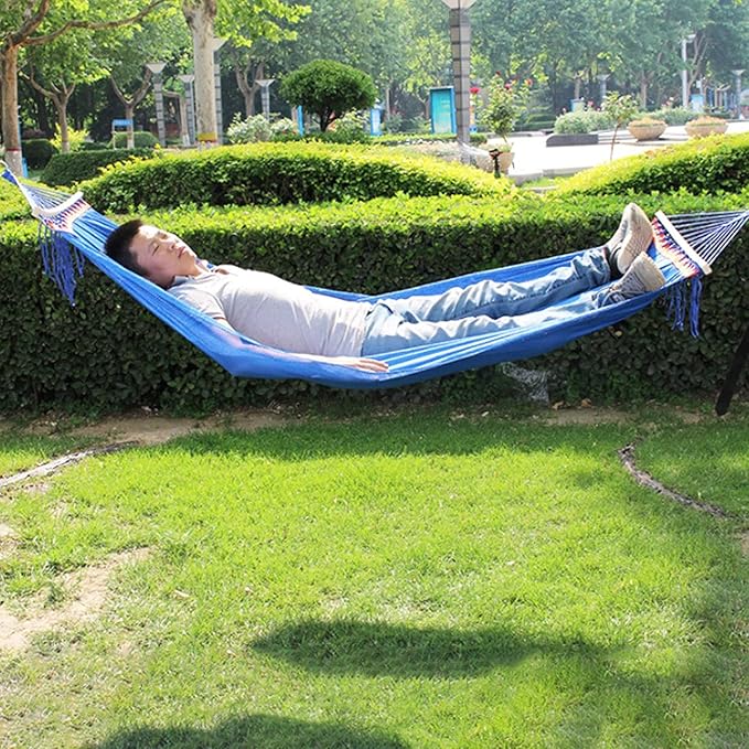 Camping Hammock Bed Hanging Rope Swing Camping Hammock Ice Mesh Thickened Webbing Fixed Outdoor Furniture Leisure Sleeping Summer Travel Hammock Swing (Color : Red)