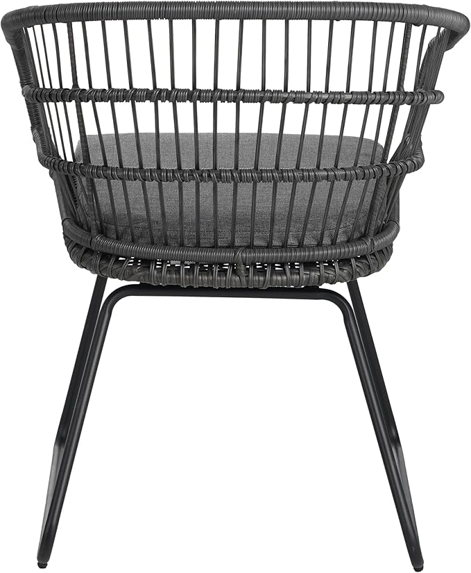 Christopher Knight Home Terry Acacia Wood Patio Dining Set for 6, Rectangular Patio Dining Table and Faux Rattan Chairs Set of 6, 7 Piece Outdoor Dining Set with Cushion and Iron Frame, Teak+Gray