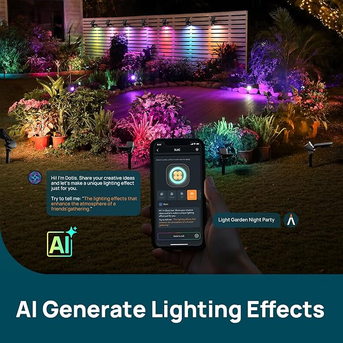 Linkind Smart Solar Lights Outdoor Waterproof SL6C, Dual-Ring Solar & USB Charging Solar Spotlights Outdoor Waterproof IP66, Color Changing Spot Light for Yard, Tree, Landscape, House, 1 Pack