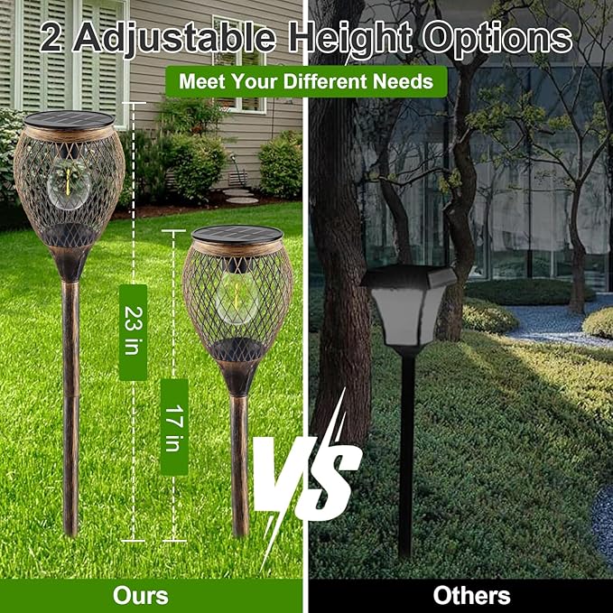 4 Pack Solar Pathway Lights Outdoor,IP65 Waterproof - Bright Outdoor Solar Lights for Yard,Auto On/Off Solar Driveway Lights,Solar Path Lights for Walkway Driveway Garden