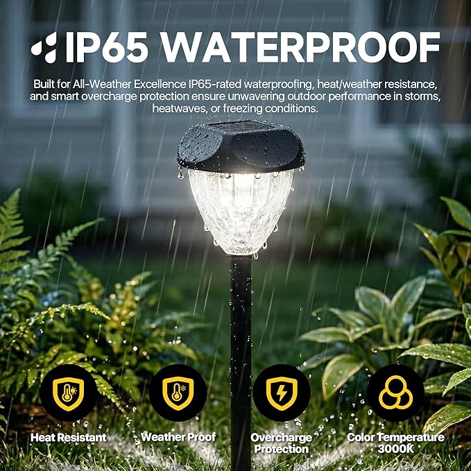 Ensenior Solar Pathway Lights Outdoor - 14.17" Height, 6500K LED Landscape Garden Lights, IP65 Waterproof, Tool-Free Auto ON/Off for Garden Yard Patio Walkway Landscape, 16-Pack