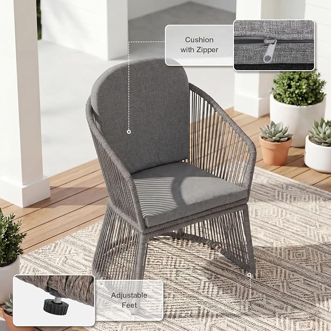 SUNSITT 9 Piece Outdoor Patio Dining Set, Patio Dining Furniture Set with 87” Aluminum Dining Table w/X Base Legs and 8 Woven Wicker Outdoor Patio Chairs w/Curved Armrest for Garden, Dark Grey