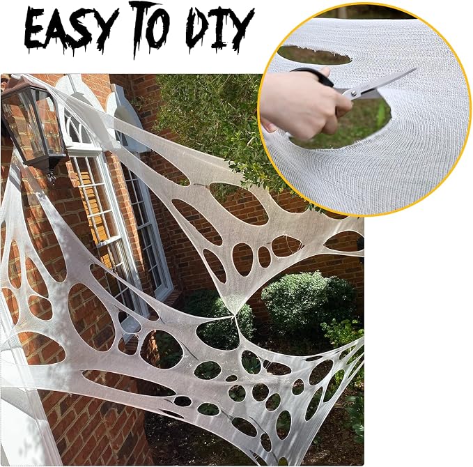 Halloween Spider Web Decorations Stretchy Web Netting for Haunted House | Halloween Beef Netting Spider Web for Outdoor Halloween Decorations, Giant Cobwebs for Haunted Houses, Parties Displays.