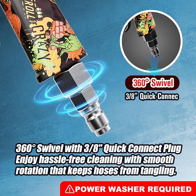 Swivel Pressure Washer Gun 3600 PSI – Easy Pull Trigger Handle with 3/8" Quick Connect Plug, Foam Cannon Compatible for Car, Home & Outdoor Cleaning (Green)