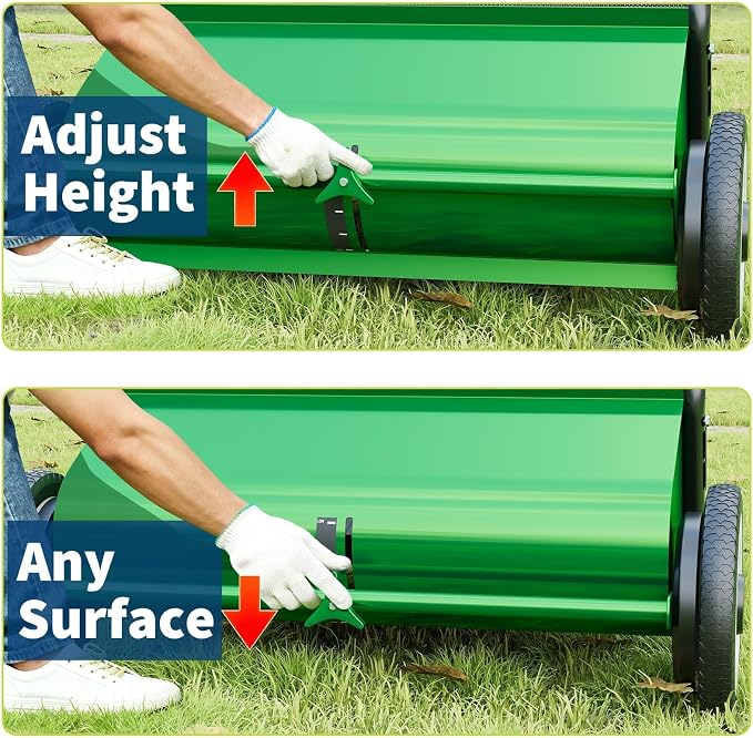 21in & 26in Heavy-Duty Push Lawn Sweeper - 4 Spinning Brushes, 3.5/7Cu. ft. Capacity, Adjustable Height for Grass, Leaves & Debris on All Terrains