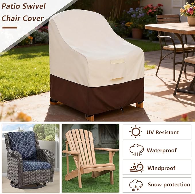 Outdoor Chair Covers 4 Pack,Patio Swivel Chair Covers,600D Heavy Duty Waterproof Patio Adirondack Chairs Cover,Outdoor Furniture Covers for All Weather Protection.30 W x 34" D x 36" H