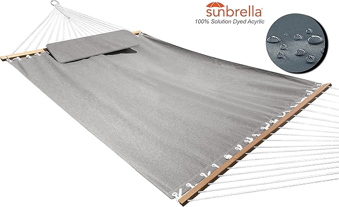 All-Weather Classic Outdoor Hammock with Pillow Deluxe Size Sunbrella® Fabric (Canvas Granite (#5402-0000))