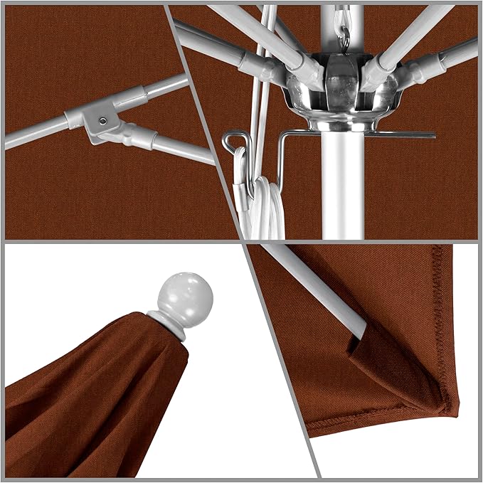 California Umbrella Aluminum/Fiberglass, Push Open, Silver Pole, Sunbrella Teak Umbrella, 11' Round