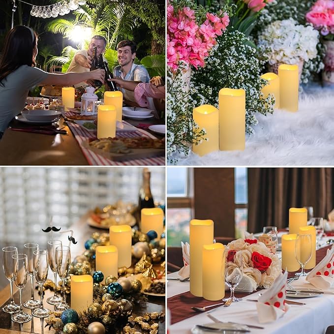 Enpornk Set of 24 Flameless Led Battery Opeated (D2.2'' x H4''5''6'') Waterproof Outdoor Indoor Candles with 10-Key Remotes and Cycling 24 Hours Timer