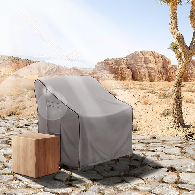 KylinLucky Oversized Patio Chair Covers 2-Pack 33"x35"x38.5" 600D, All-Weather Waterproof Outdoor Chair Covers with Anti-Wind Design, Grey