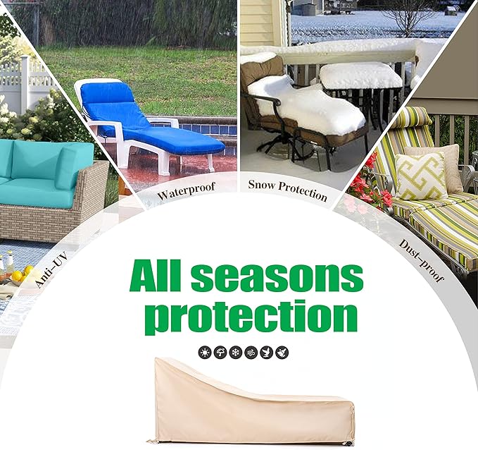 F&J Outdoors Waterproof UV Resistant Heavy Duty Patio Chaise Lounge Chair Cover, 2Pack, 84"Lx32"Wx34"H, Beige