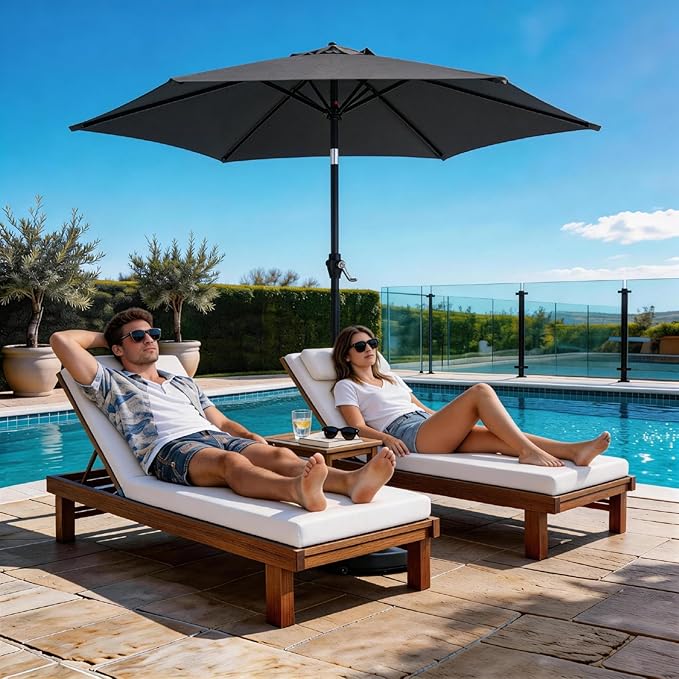 Bonnlo Patio Umbrella with Easy Push Button Tilt Outdoor Patio Umbrella Backyard Market Table Umbrella