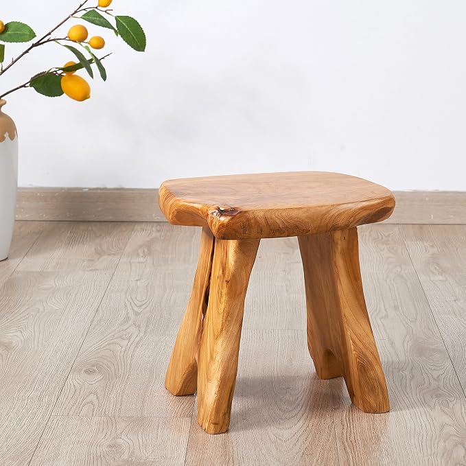 Natural Shape Stump Stool 12.5"x10"x12" Solid Wood Cedar Root End Table Rustic Plant Stand Live Edge Coffee Table Vintage Side Table Living Room Bedroom Accent Outdoor Garden Foot Stool