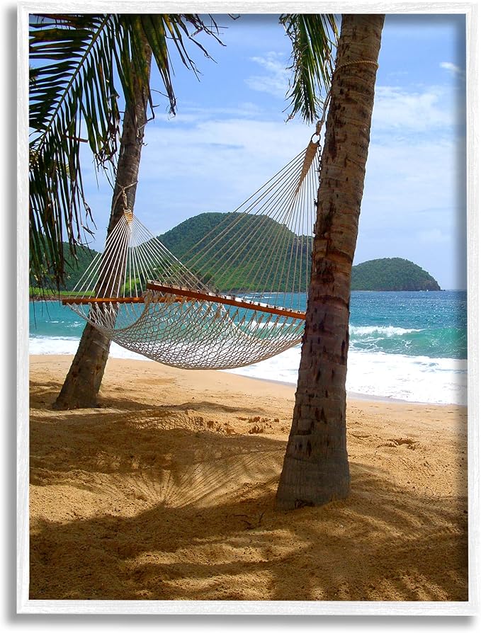Stupell Industries Tropical Summer Vacation Hammock Between Palm Trees, Design by Noah Bay