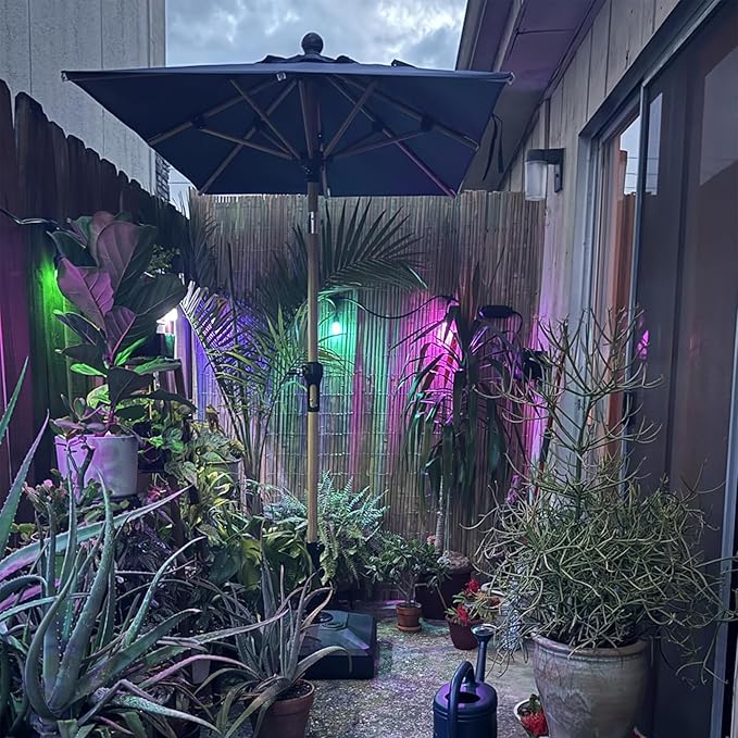 PURPLE LEAF 4' x 6' Patio Umbrella with Base Outdoor Umbrella Aluminum Market Umbrella with Push Button Tilt & Crank and 8 Ribs Rectangular Outdoor Table Umbrella for Pool Garden Beach, Navy Blue