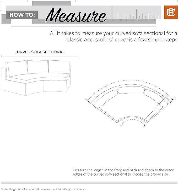 Classic Accessories Veranda Water-Resistant 46 Inch Patio Curved Sofa Sectional Cover, Patio Furniture Covers