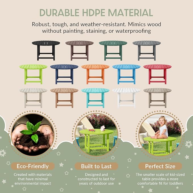 WestinTrends Malibu Kids Outdoor Patio Furniture HDPE 38" Wide Round Dining Table, Lime