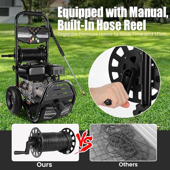 4200PSI Gas Pressure Washer 4.0GPM Gas Power Washer 212CC Powered Washing Machine Commercial High Pressure Washer with 32ft Hose&5 Nozzles for Patio Garden Yard Vehicle,EPA/CARB/ETL (Black)