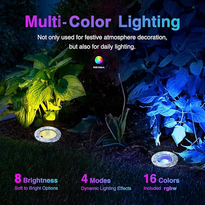 1 Pack 3w 12v Low Voltage In-ground Lights with Connectors LED Landscape Light Waterproof IP67 Pathway Lights Outdoor spotlights Trees Flags for Garden,Yard,Tree (RGB)