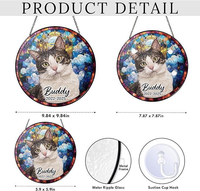 Personalized Pet Memorial Gifts for Dogs and Cats – Custom Pet Suncatcher Keepsake – Loss of Pet Sympathy Gift – Stained Glass Dog Memorial Ornament – Pet Remembrance Gift