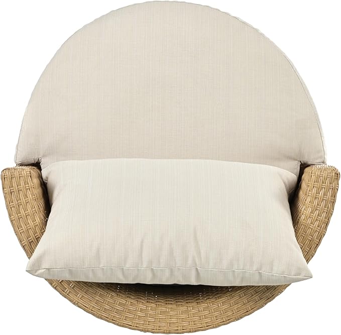 Merax Patio Furniture Set of 3, Outdoor PE Rattan Wicker Chairs with Cushion & Glass Coffee Table for Balcony Garden Front Porch, Patio Conversation Sets for 2, Sturdy Aluminum Frame, Beige