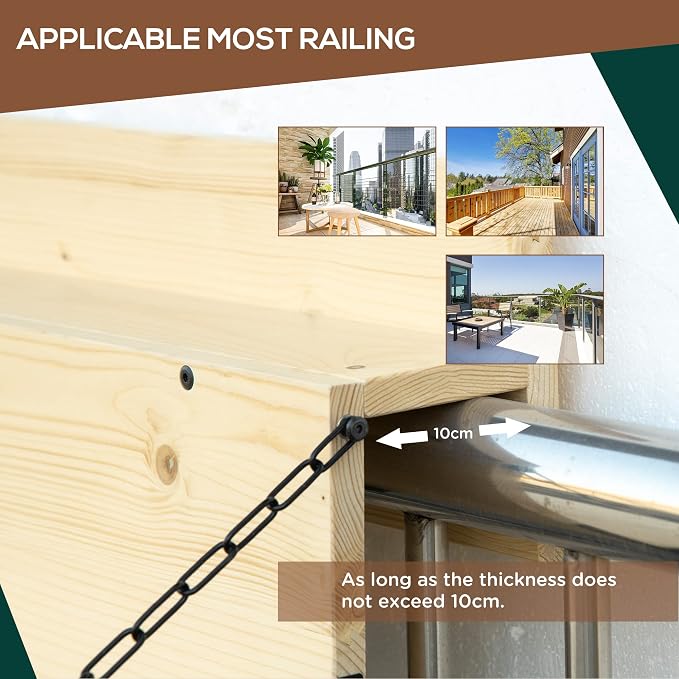 Outsunny Hanging Balcony Table, Spruce Wood Foldable Railing Bar, Serving Table & Desk, Fits up to 3.9 Inches, Natural