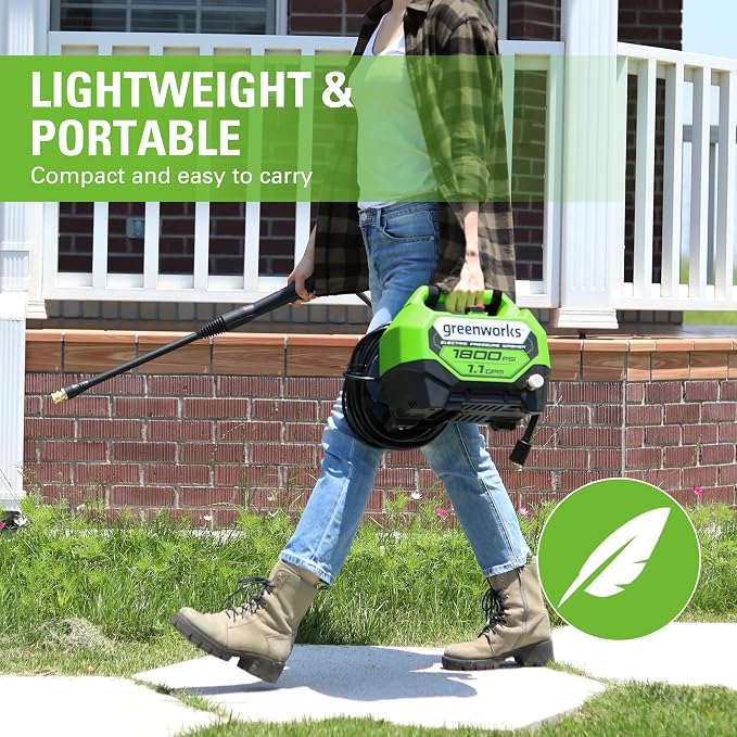 Greenworks 1800 PSI (1.1 GPM) Electric Pressure Washer PWMA Certified & 12" (in.) Surface Cleaner Pressure Washer Attachment