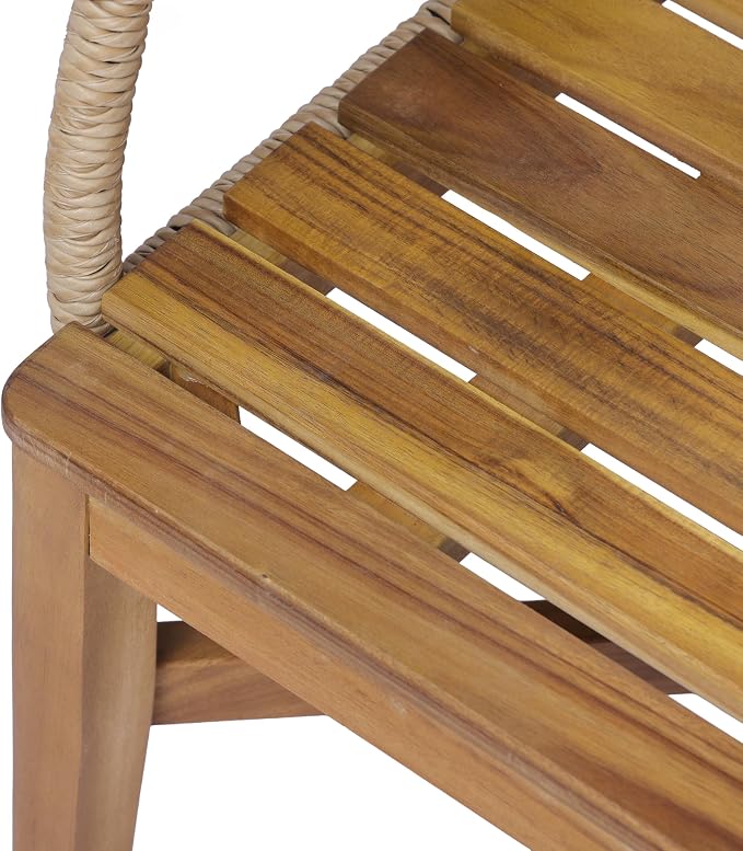 Christopher Knight Home para Acacia Wood Patio Dining Set with Bench, Solid Wood Outdoor Dining Table Set for 6, Outdoor Dining Set with Water-Resistant Cushion, Teak+Beige