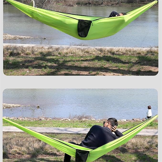 Camping Hammock， Outdoor Camping Hammock with Tree Straps Up to 660lbs(Green)