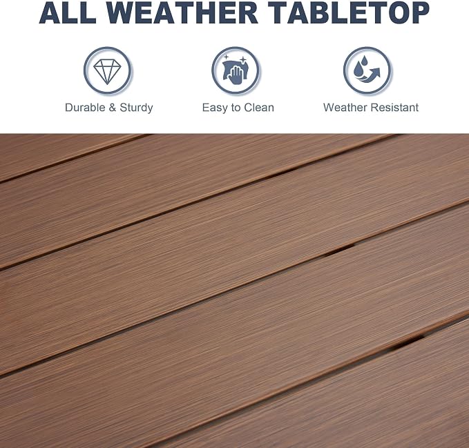 VICLLAX 3 Pieces Patio Outdoor Dining Set, 2 Swivel Textilene Chairs and 27.6" Square Metal Table with Storage for Porch, Deck, Garden, Walnut/Brown