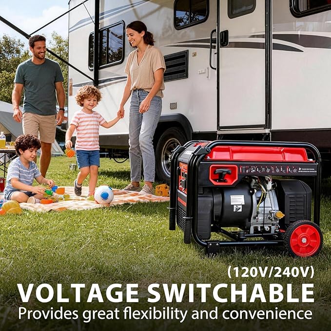 PowerSmart 7000-Watt Open Frame Inverter Generator, 120V/240V Dual Voltage, Clean Power for Sensitive Electronics, Electric Start Portable Generator for Home Backup & RV Camping - Gas Powered