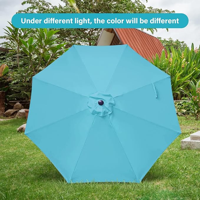 Simple Deluxe 9' Patio Umbrella Outdoor Table Market Yard Umbrella with Push Button Tilt/Crank, 8 Sturdy Ribs for Garden, Deck, Backyard, Pool, Turquoise