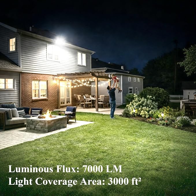 50W LED Flood Light, 7000LM LED Work Lights with Plug & Switch & 6.5 FT Cord, 6500K Security Light Outside, IP67 Waterproof Outdoor Floodlights with 6KV Surge Protection for Garden