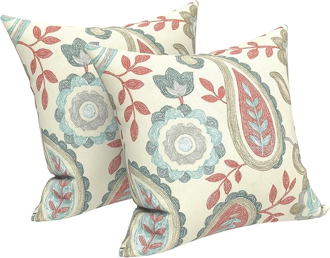 LVTXIII Outdoor Throw Pillows 16x16 Inch, Set of 2 Square Decorative Pillows with Inserts for Patio Furniture, Porch Chair, Sofa Accent, Paisley Vintage