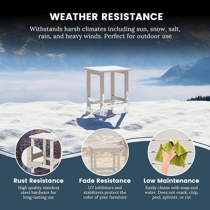 HDPE Laguna Outdoor Poly Adirondack Side Table, Sand